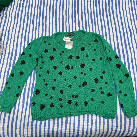 Wooden Ships Mini Shamrock Green Sweater | Size M/L | NWT - Picture 2 of 9